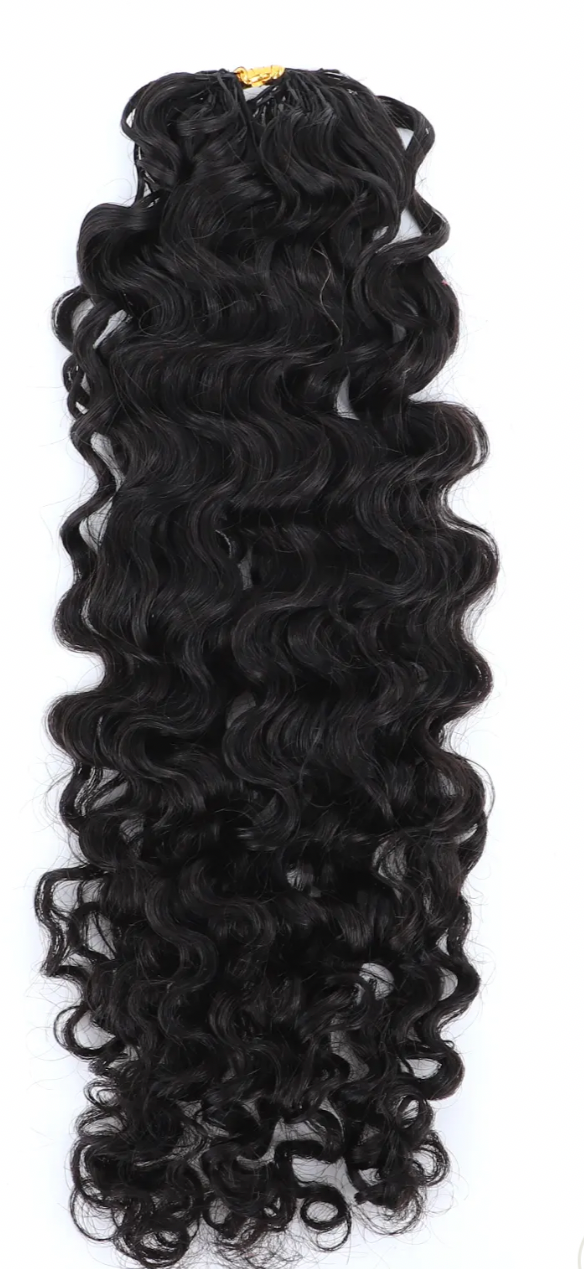18 “ Double Drawn Water Deep wave feather crochet hair