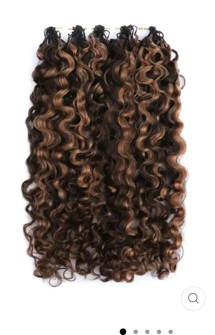 18” Water Deep Wave feather crochet human hair #4/30