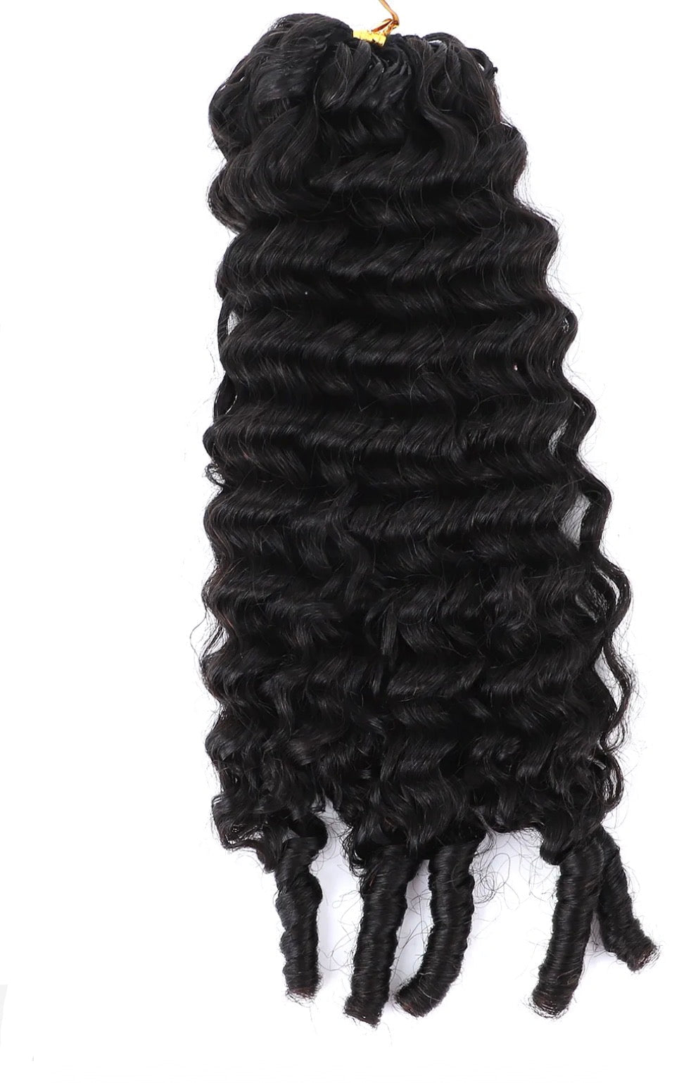 18" Burmese Curly Feather Crochet hair. With spiral ends